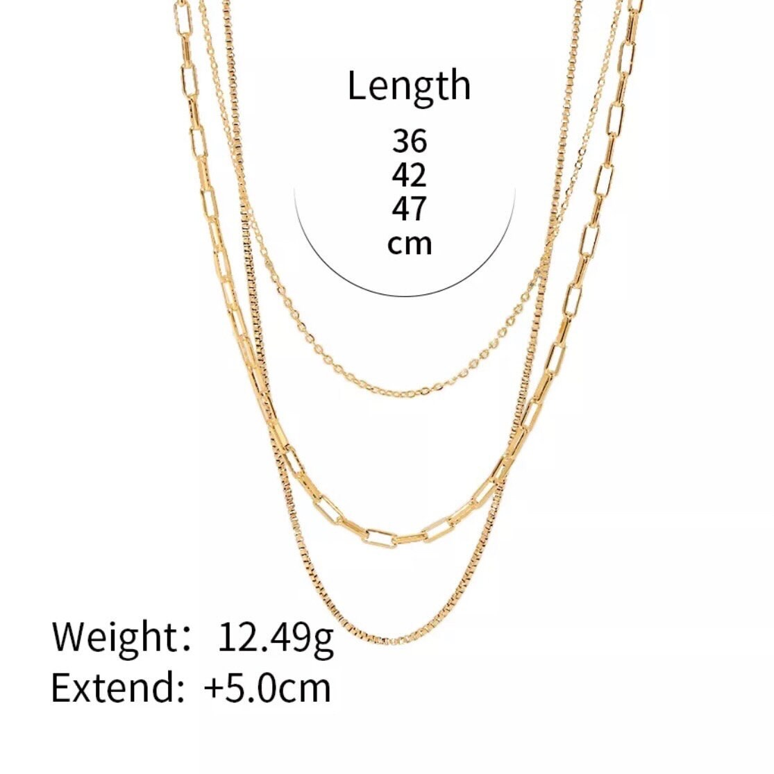 Layered necklace set, waterproof gold 3 strand necklace, stacking necklace.
