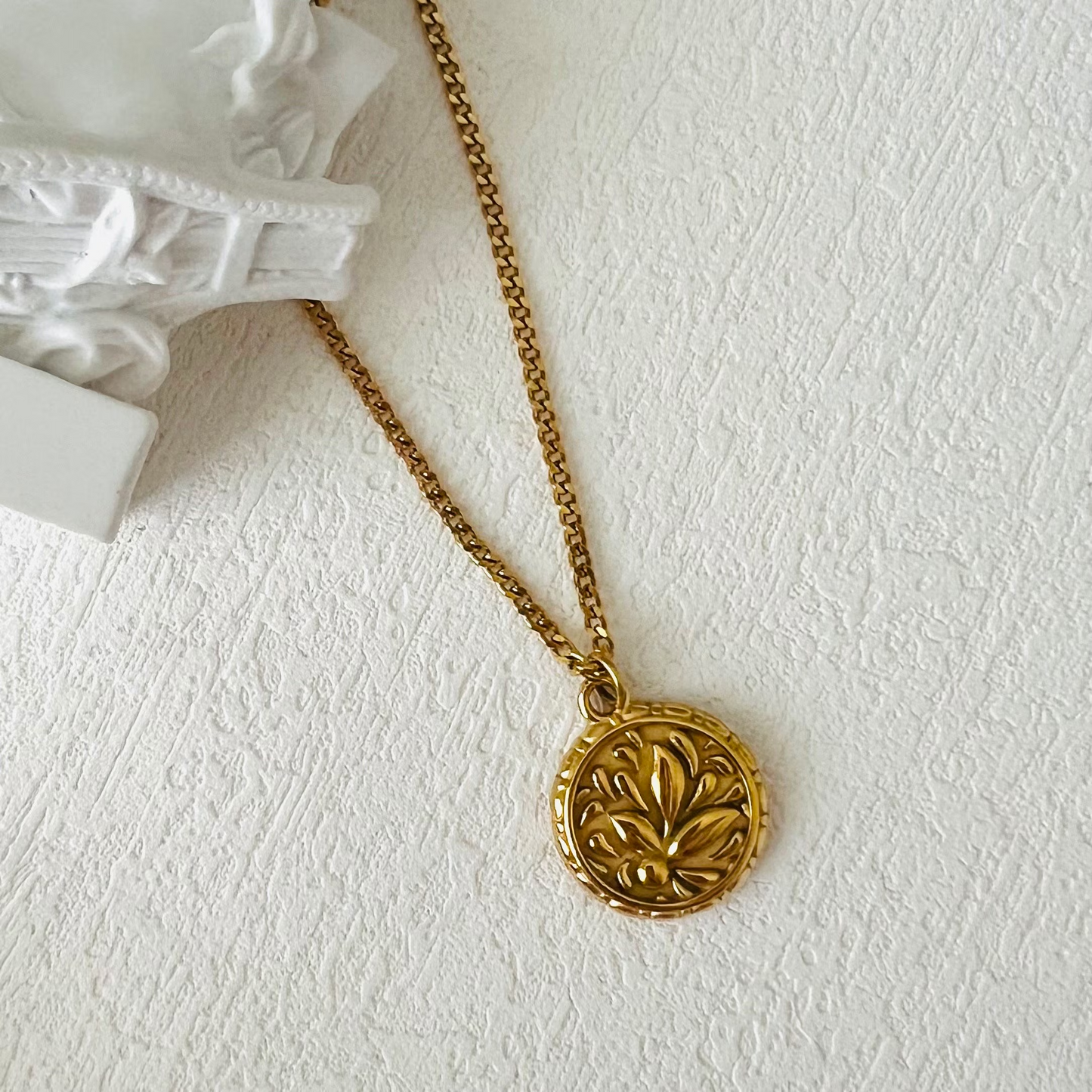 Coin necklace, Waterproof necklace, beautiful floral necklace.