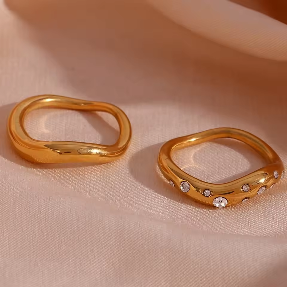 stackable ring, waterproof wave ring, no tarnish ring, beautiful ring set.