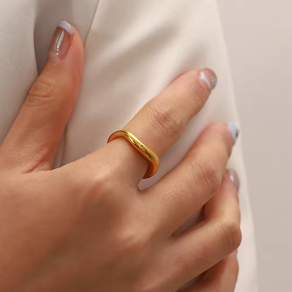 stackable ring, waterproof wave ring, no tarnish ring, beautiful ring set.