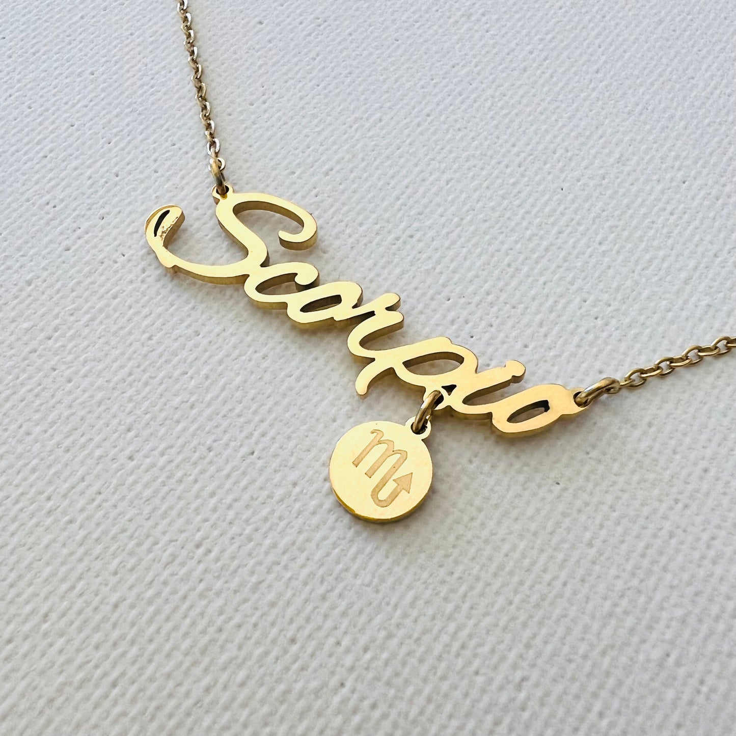 Zodiac sign necklace, Waterproof necklace, Astrology necklace, 18 PVD gold over surgical Stainless Steel