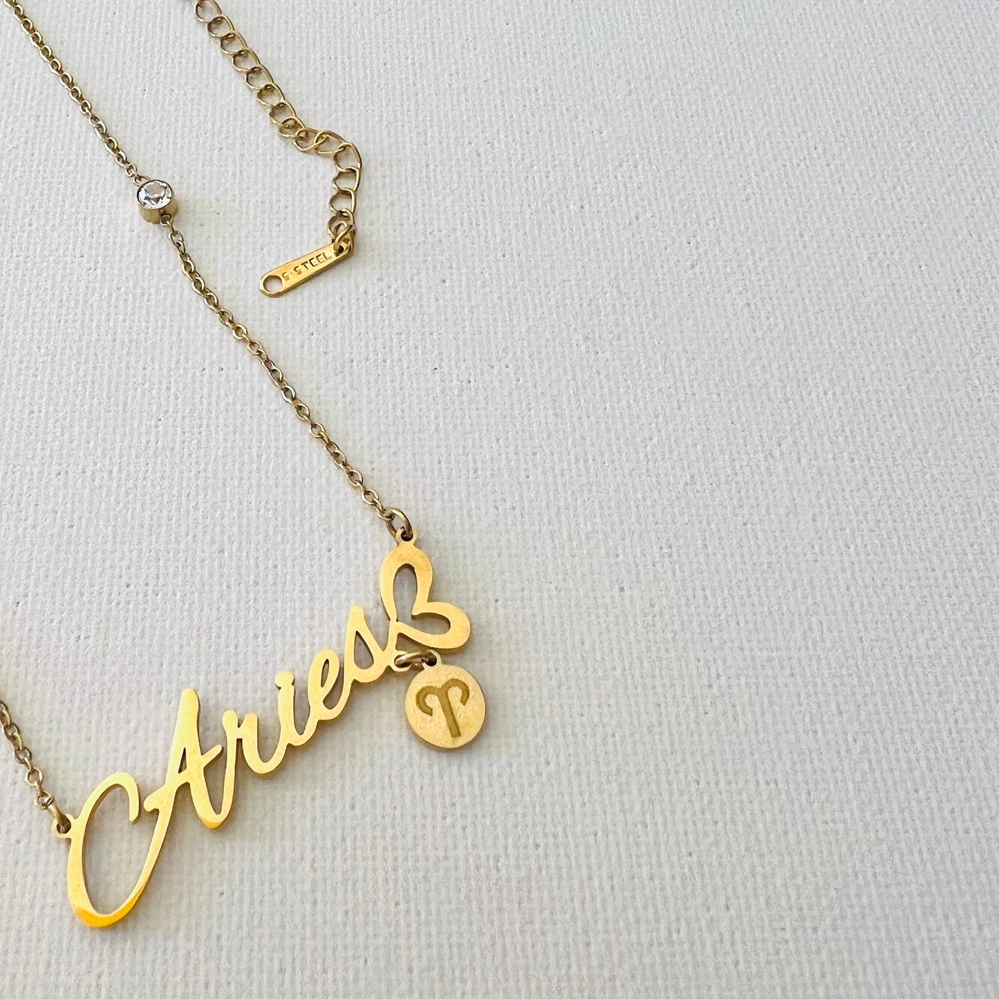 Zodiac sign necklace, Waterproof necklace, Astrology necklace, 18 PVD gold over surgical Stainless Steel