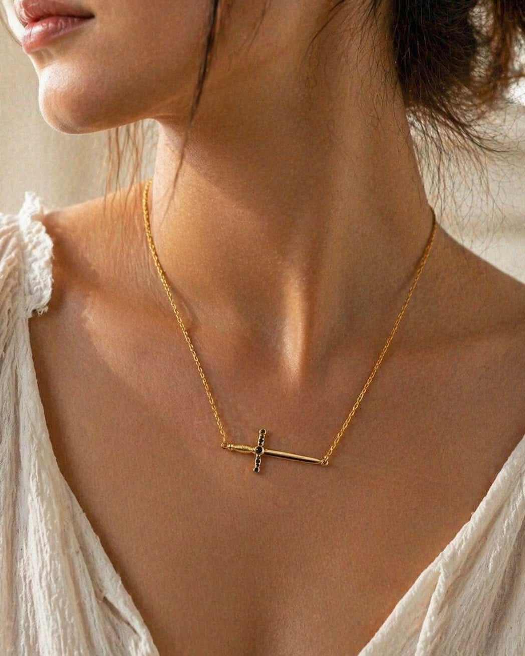 Sword necklace, waterproof necklace, non tarnish dagger necklace.