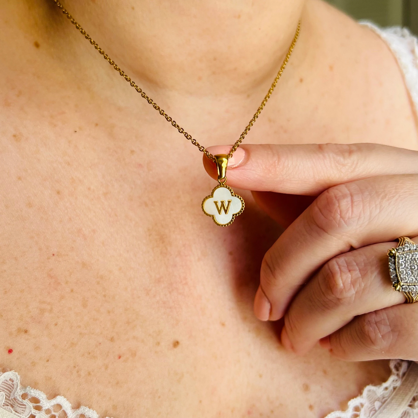 Waterproof gold initial letter necklace