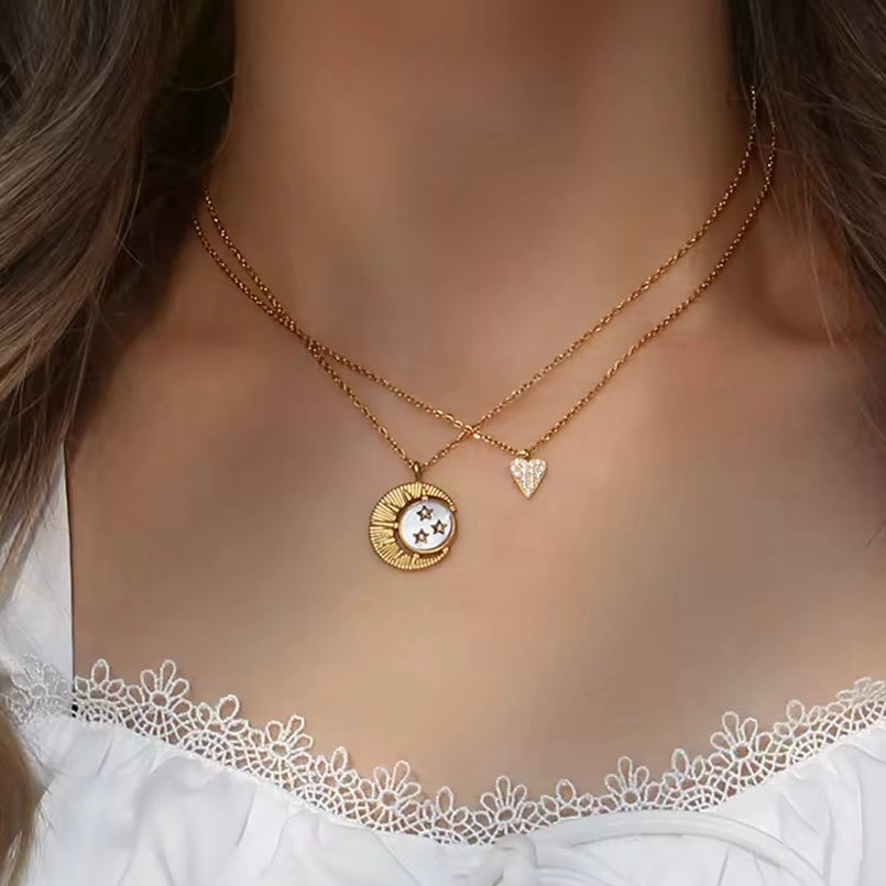 Matching necklaces, waterproof necklace, sun and moon necklaces.