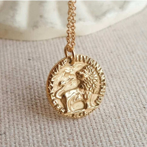 Lion necklace, waterproof necklace, coin necklace.