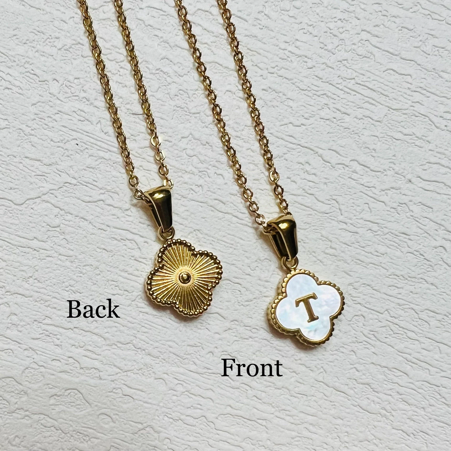 Waterproof gold initial letter necklace