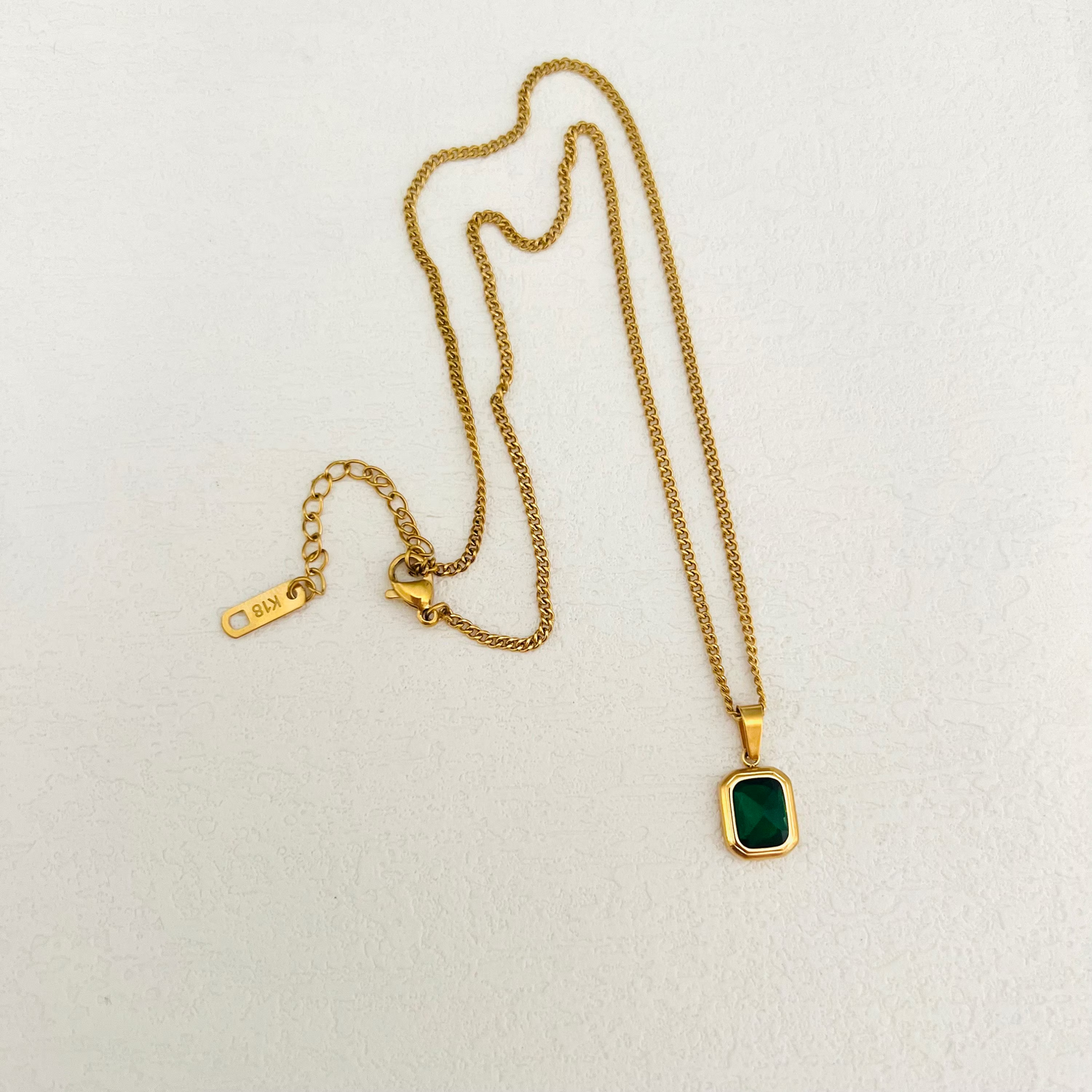 Emerald necklace, waterproof May birth stone necklace.