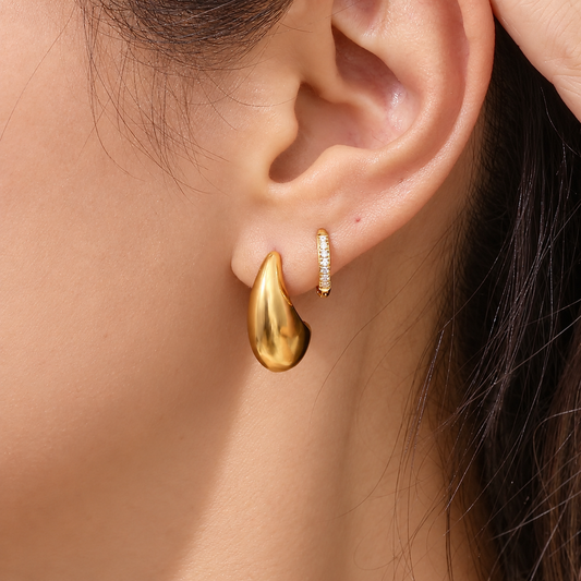 Gold chunky earrings, Waterproof teardrop earrings, dupes Bottega earrings.