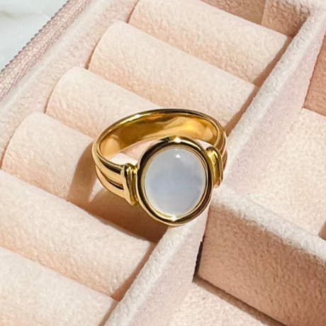 Mother of pearl ring, chunky gold ring, waterproof chunky ring.