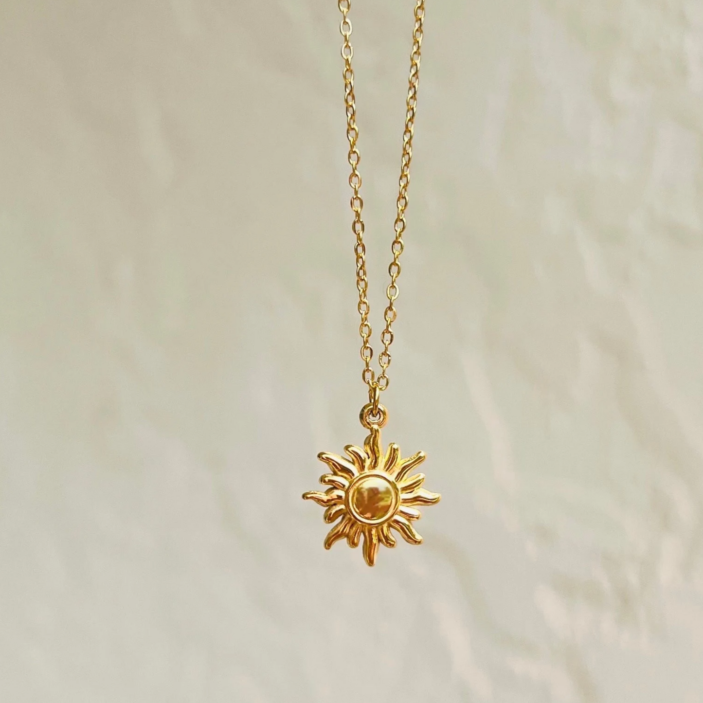 Sun necklace, waterproof gold celestial necklace.