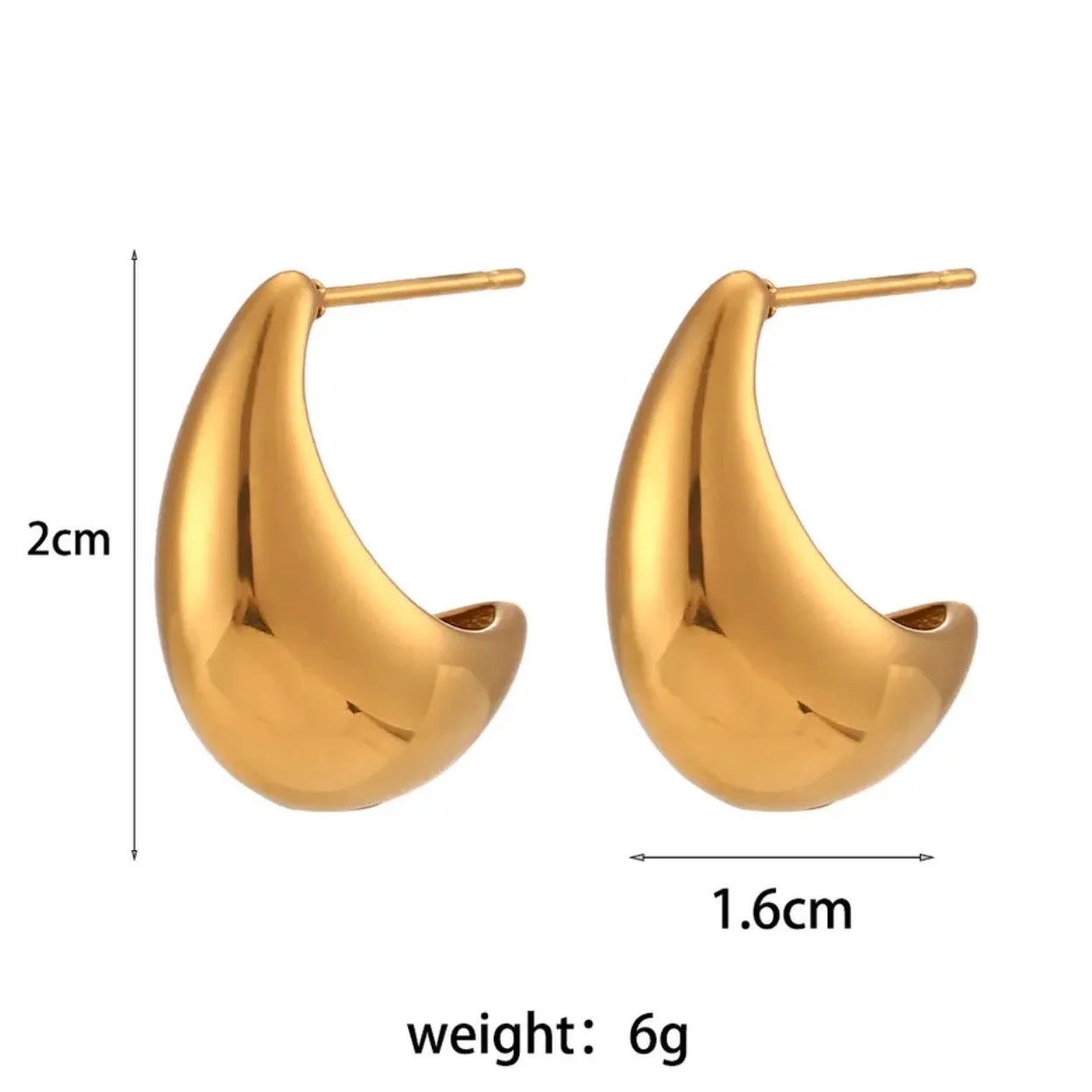 Gold chunky earrings, Waterproof teardrop earrings, dupes Bottega earrings.