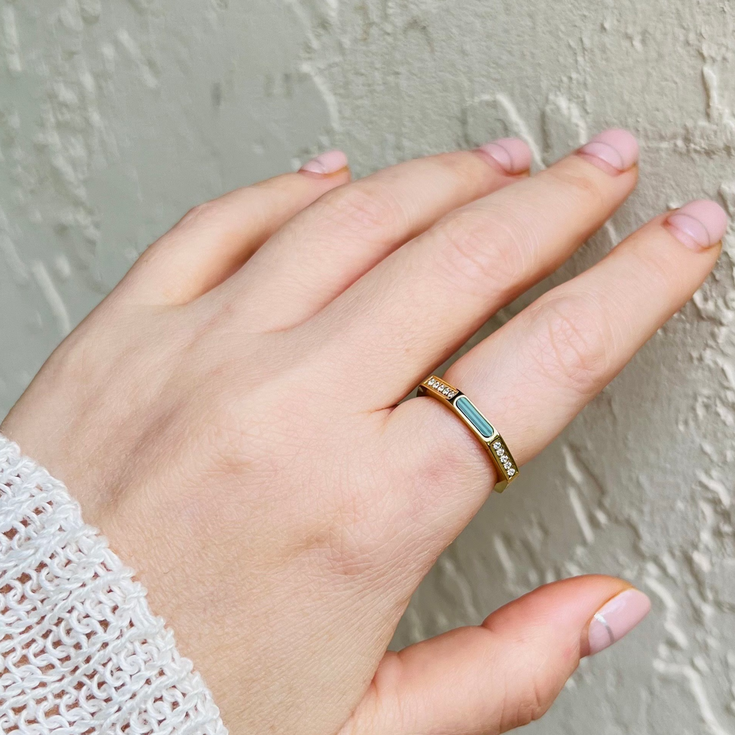 Hexagon ring, mother of pearl, malachite and black onyx rings, non tarnish waterproof rings.