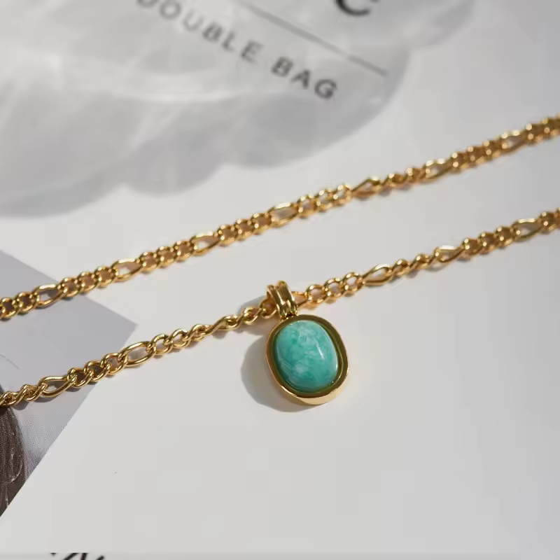 Amazonite necklace, Waterproof beach necklace.