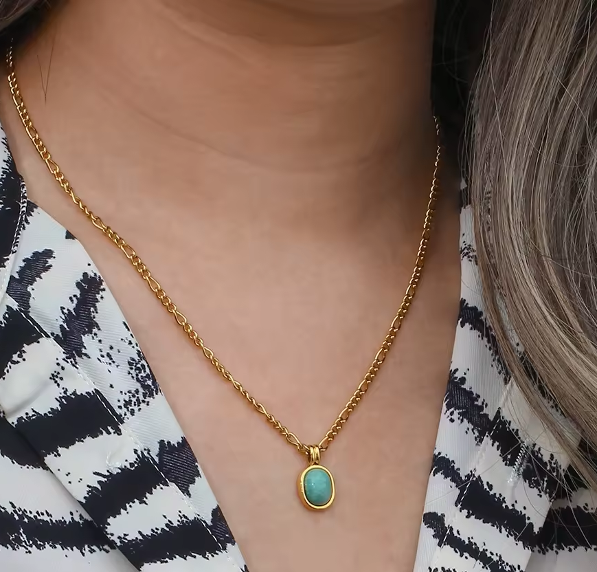 Amazonite necklace, Waterproof beach necklace.