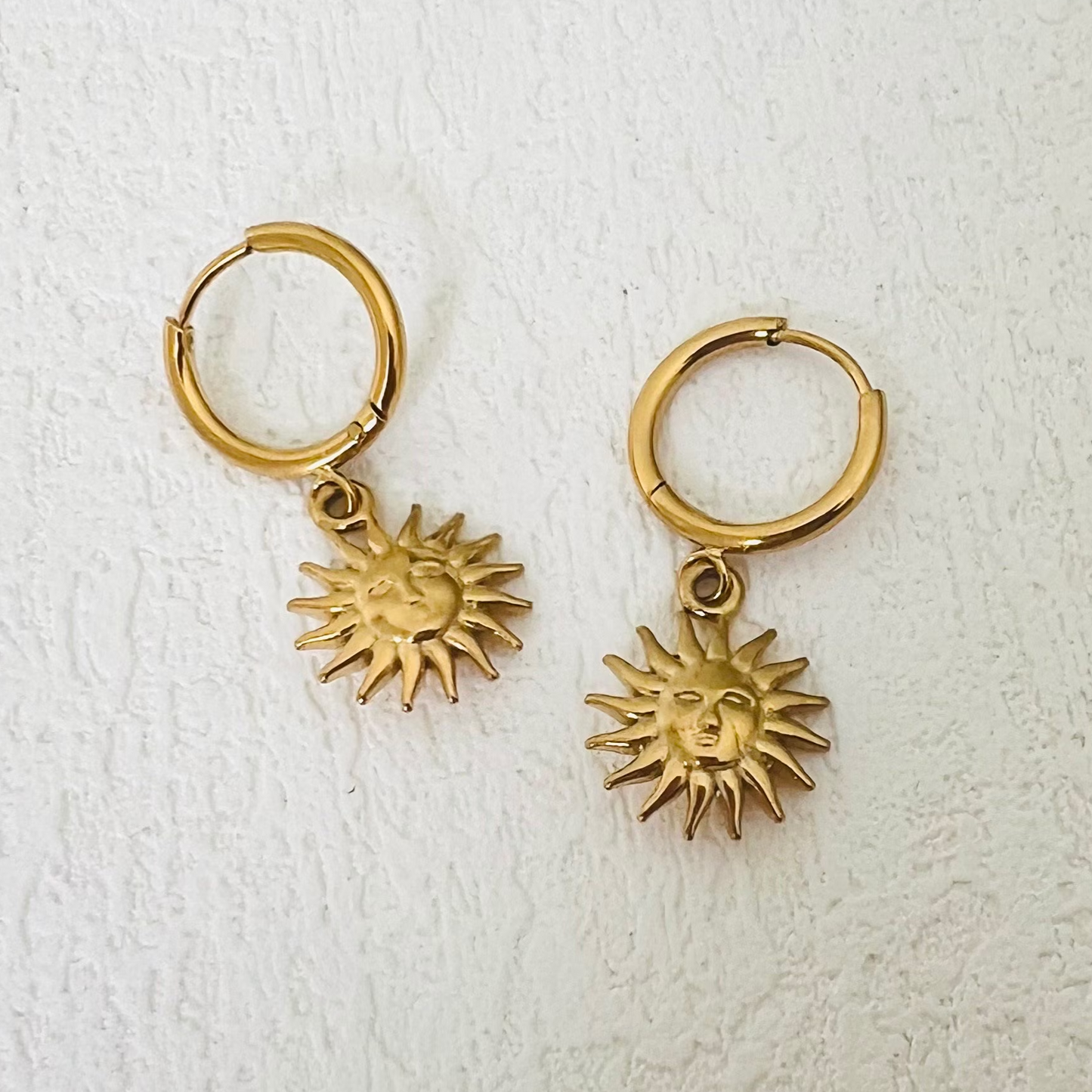 Sun earrings, waterproof earrings, celestial earrings.