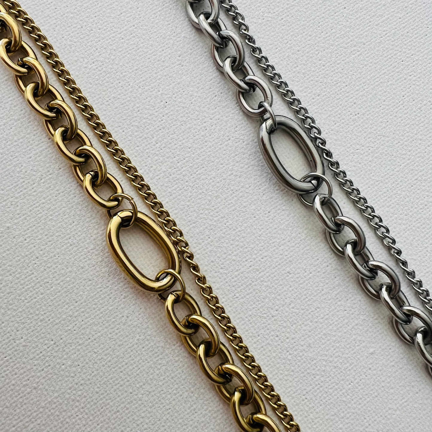 Chunky gold bracelet, waterproof chain bracelet, bracelet set, stacking bracelet.