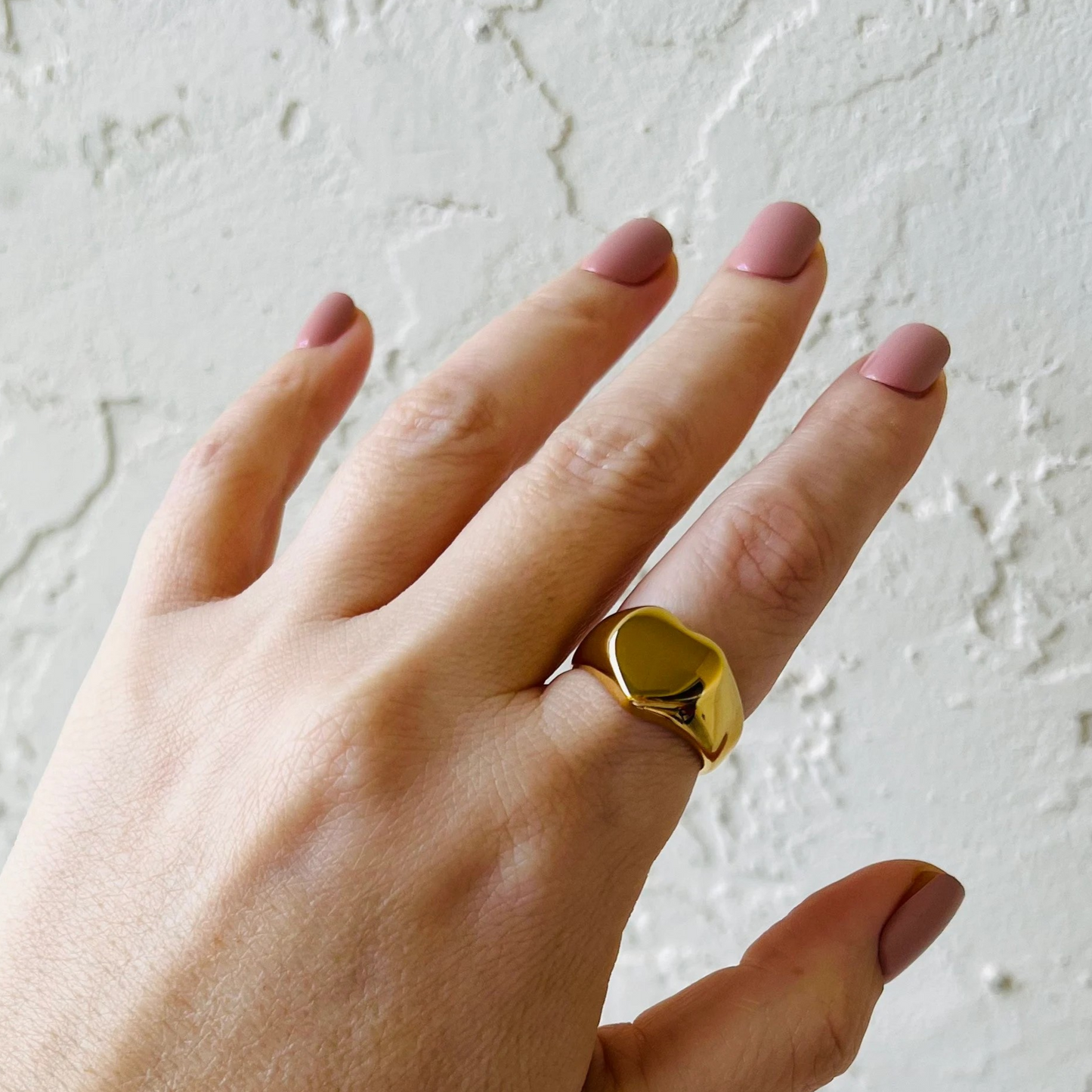 Gold heart ring, waterproof ring, chunky statement ring, non tarnish ring, 18K pvd gold chunky ring.