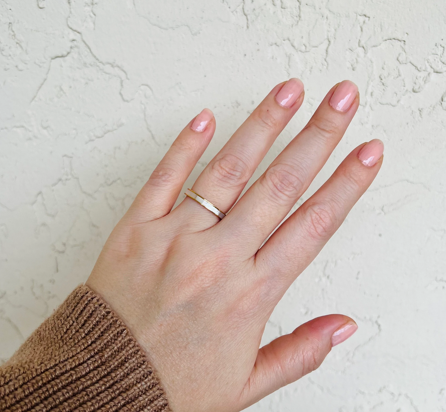 Mother of pearl ring, waterproof dainty shell ring, beach ring.