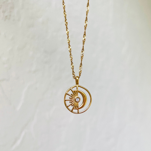 Sun and Moon necklace, waterproof necklace, eclipse necklace.