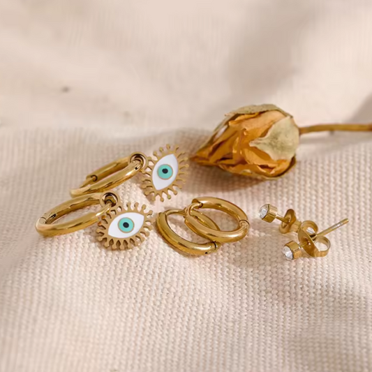 Set of 3 earrings, gold waterproof earrings, earring sets for multiple piercings, dainty ear stack set.