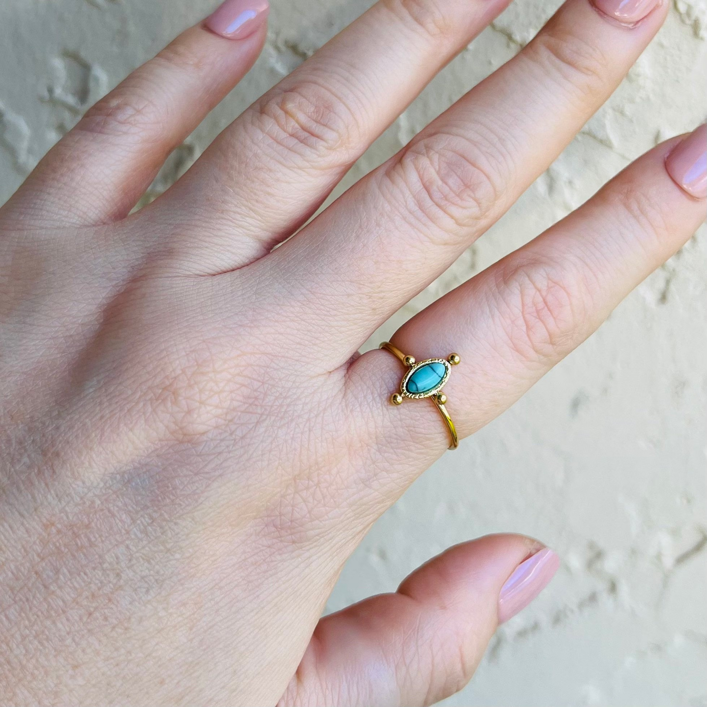 Non tarnish ring, minimalist stones open rings, dainty vintage ring style, 18K pvd gold waterproof ring.