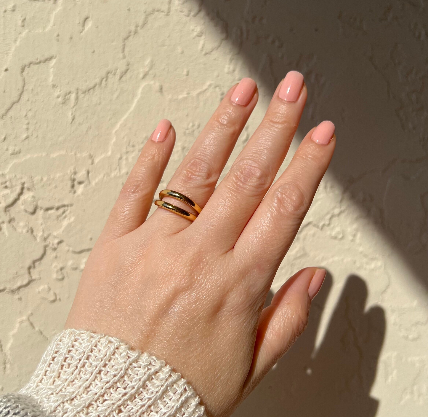 Double band ring, waterproof ring, non tarnish ring, simple modern two bands ring.