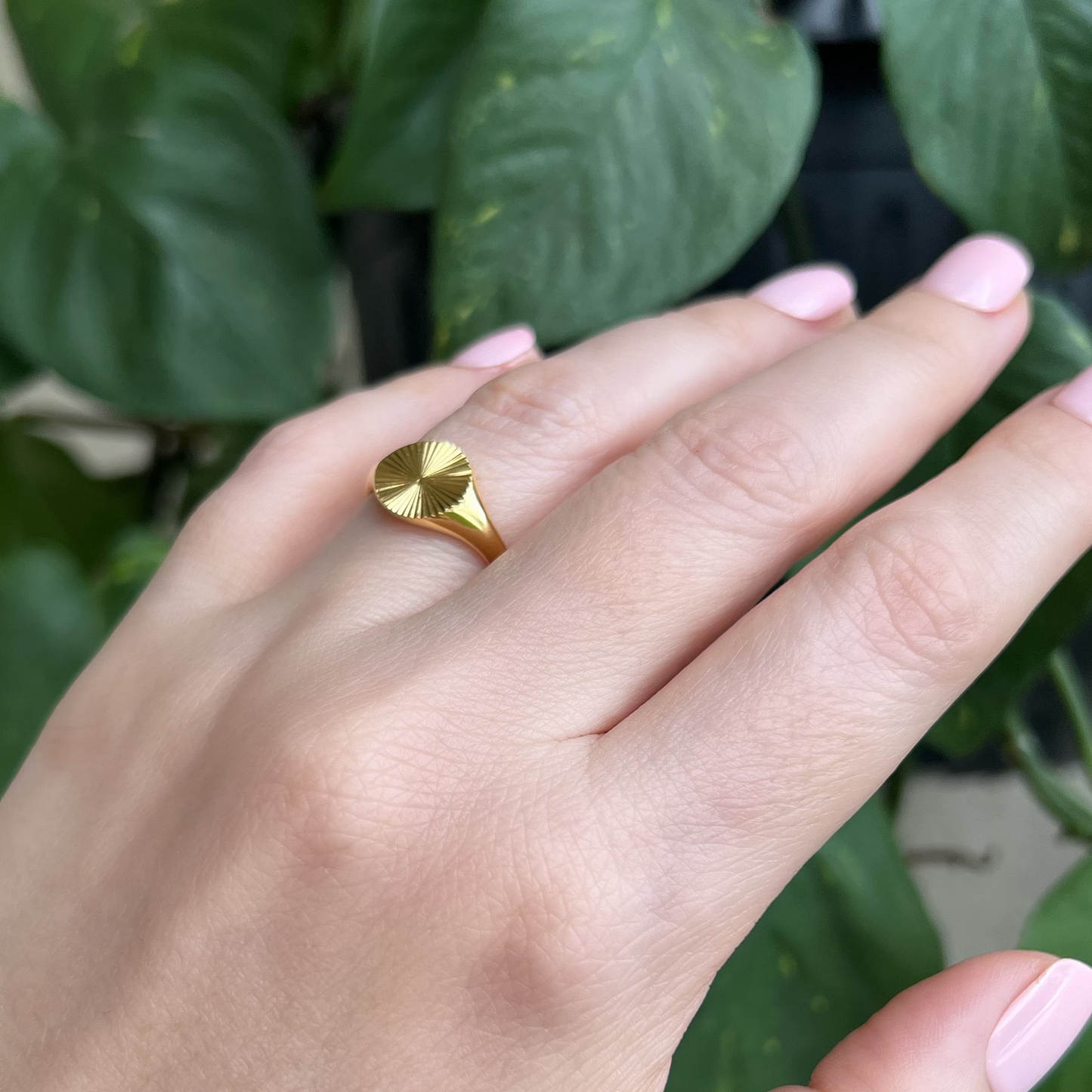 Signet sun ring, waterproof celestial ring, sunburst ring.