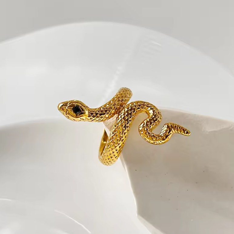 Serpent Ring, non tarnish ring, 18K PVD Gold snake ring, Waterproof rings.