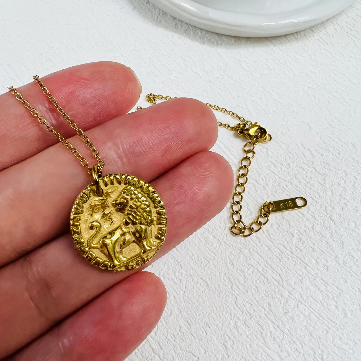 Lion necklace, waterproof necklace, coin necklace.