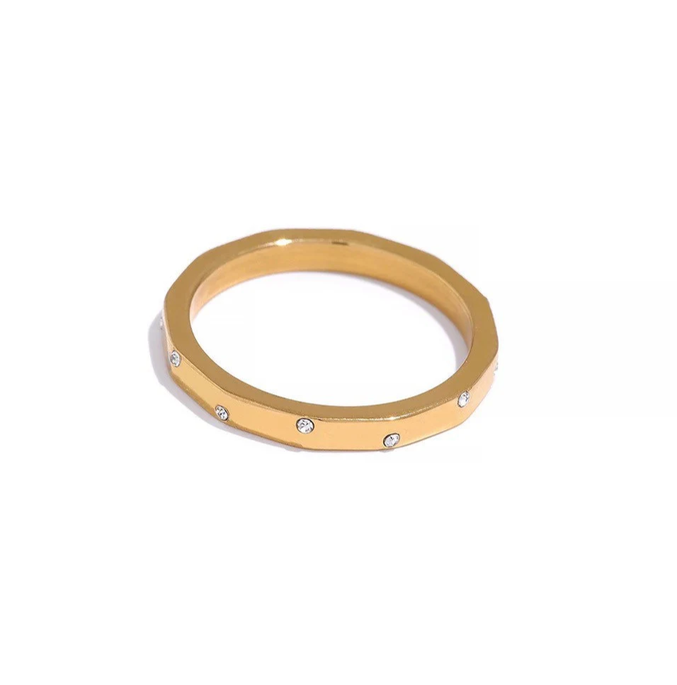 Dainty stackable rings, waterproof ring, non tarnish modern ring.