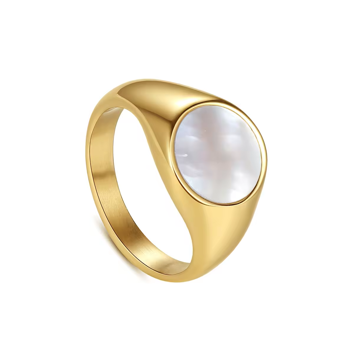 Mother of pearl ring, chunky gold ring, waterproof chunky ring.