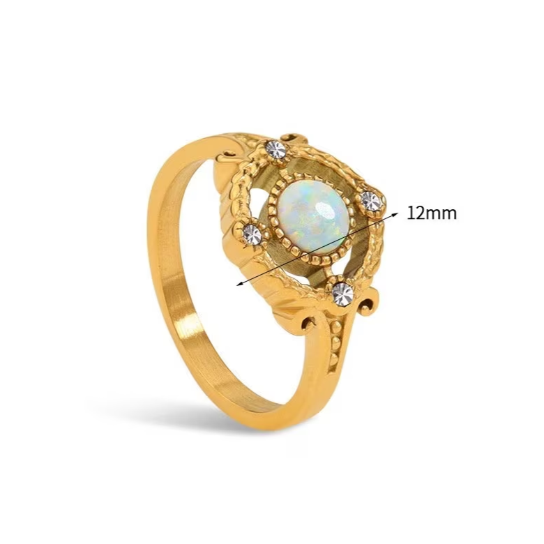 Opal ring, waterproof ring, non tarnish vintage opal ring style.