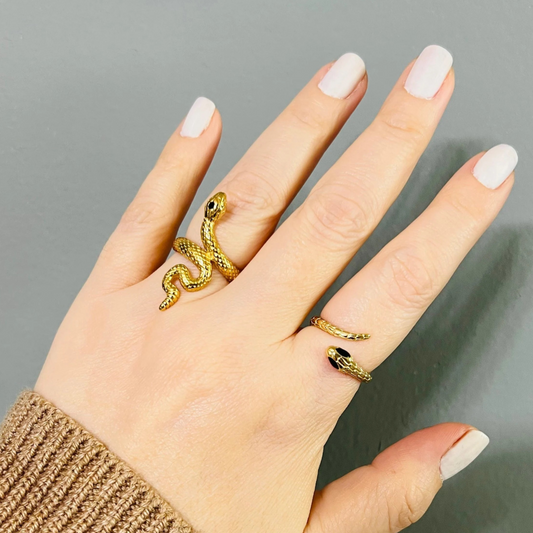 Serpent Ring, non tarnish ring, 18K PVD Gold snake ring, Waterproof rings.