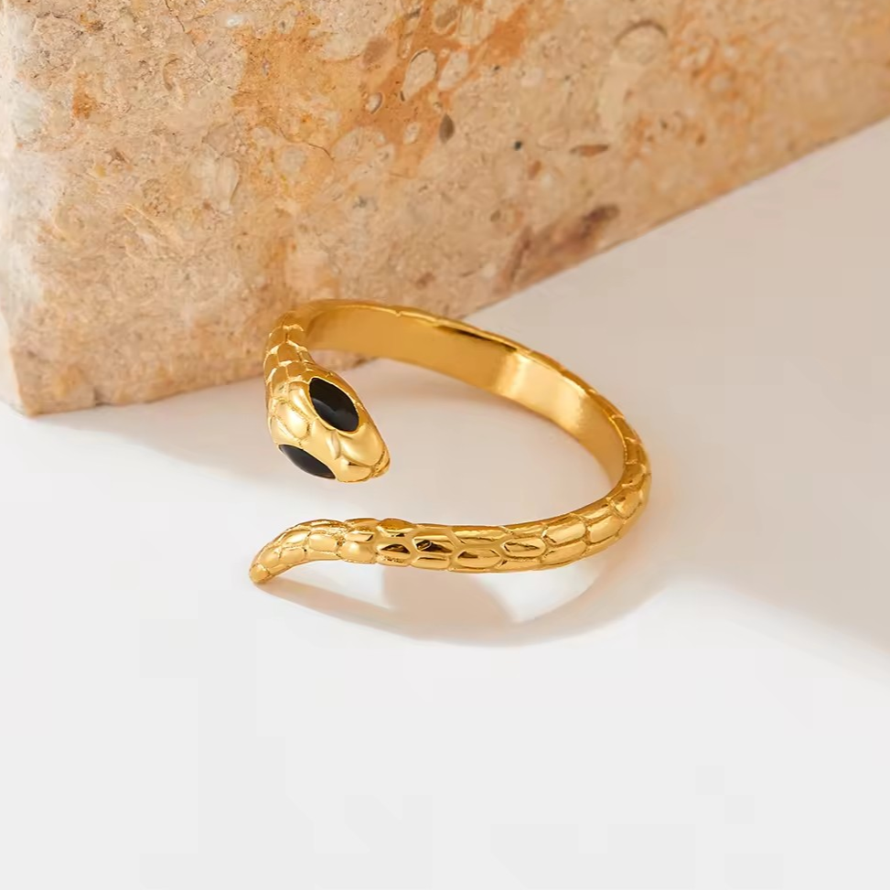 Serpent Ring, non tarnish ring, 18K PVD Gold snake ring, Waterproof rings.